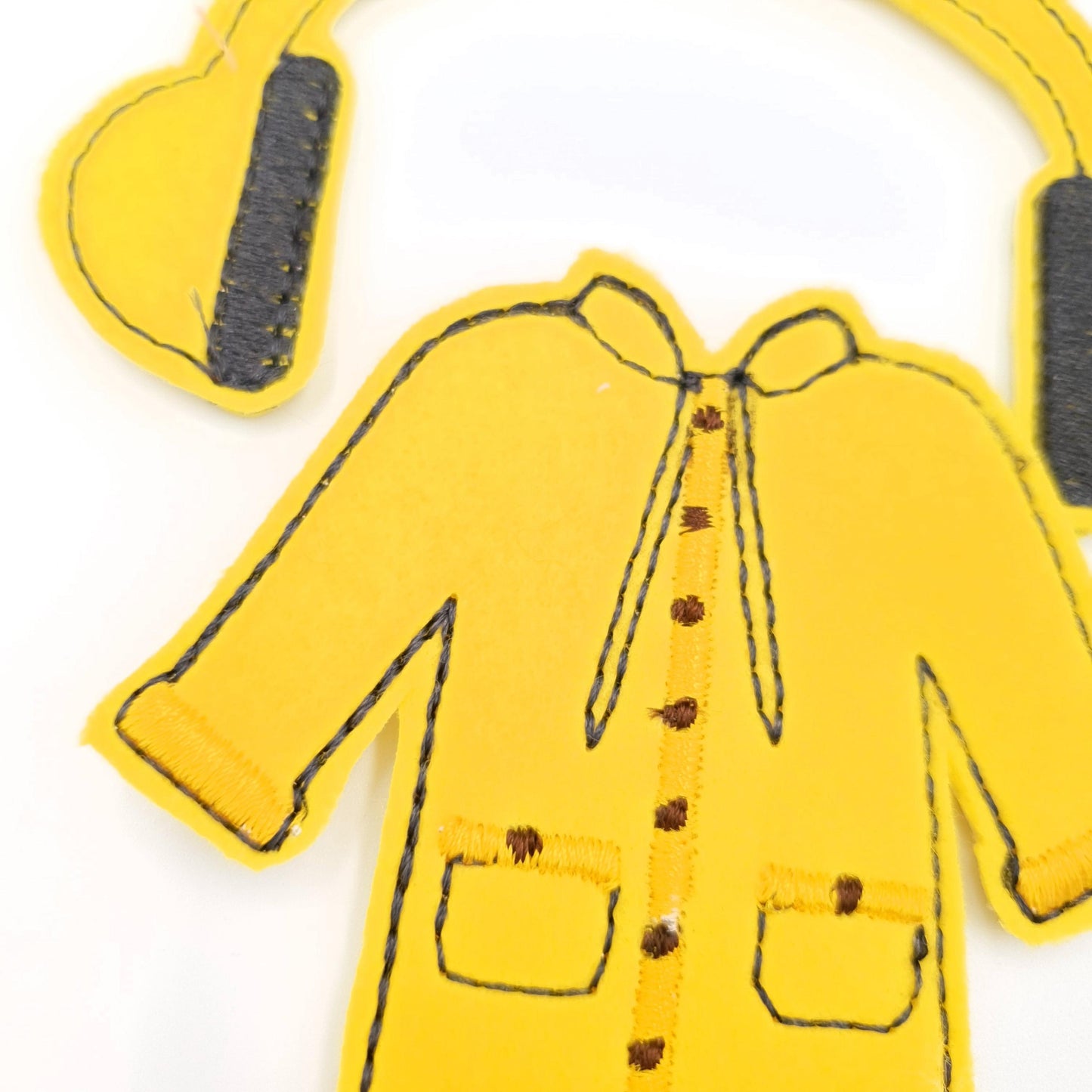 Bright Yellow Rain Gear Set and Earmuffs ITH Embroidery Design