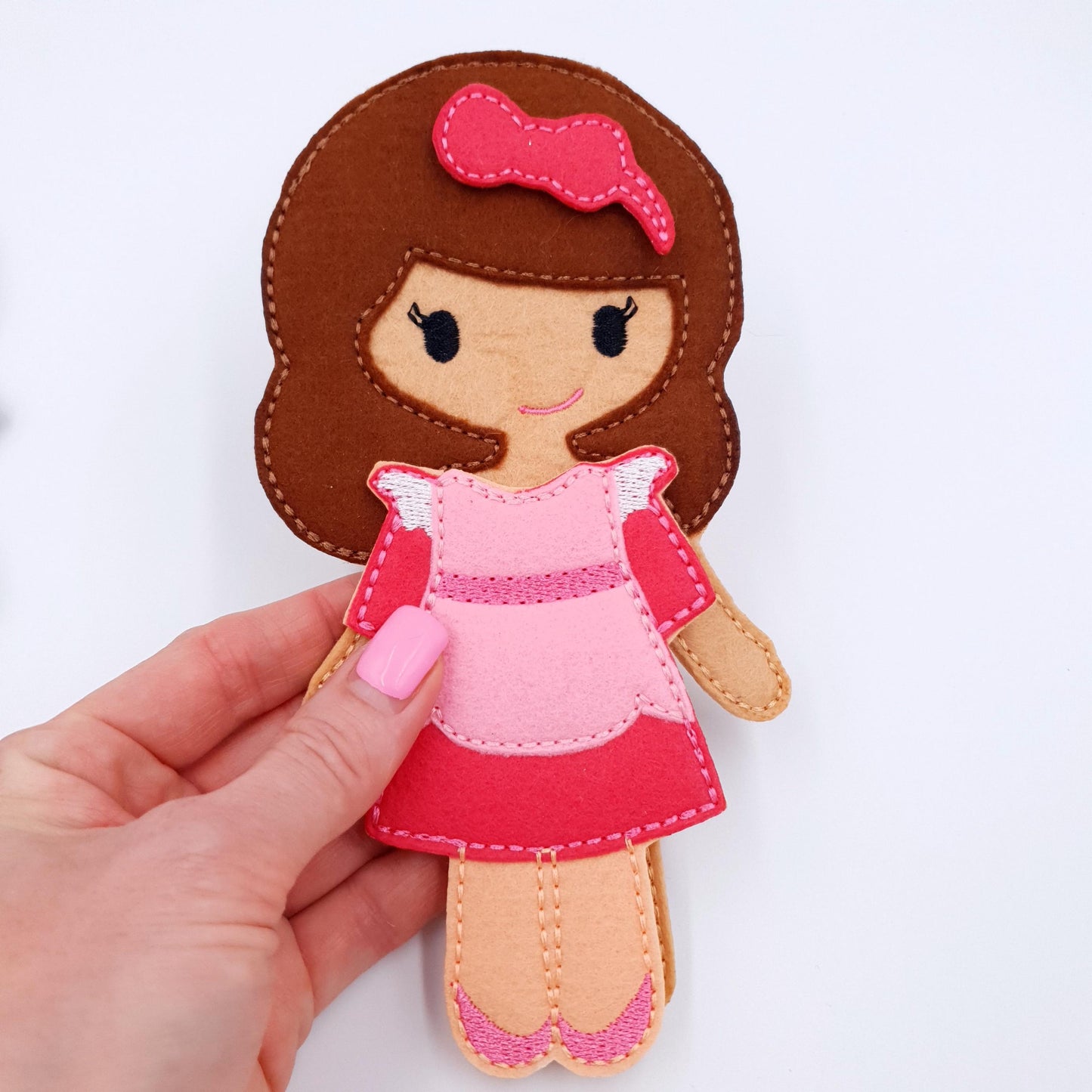 Felt Doll & 4 Outfits ITH Embroidery Design Doll Wardrobe Bundle Digital Download