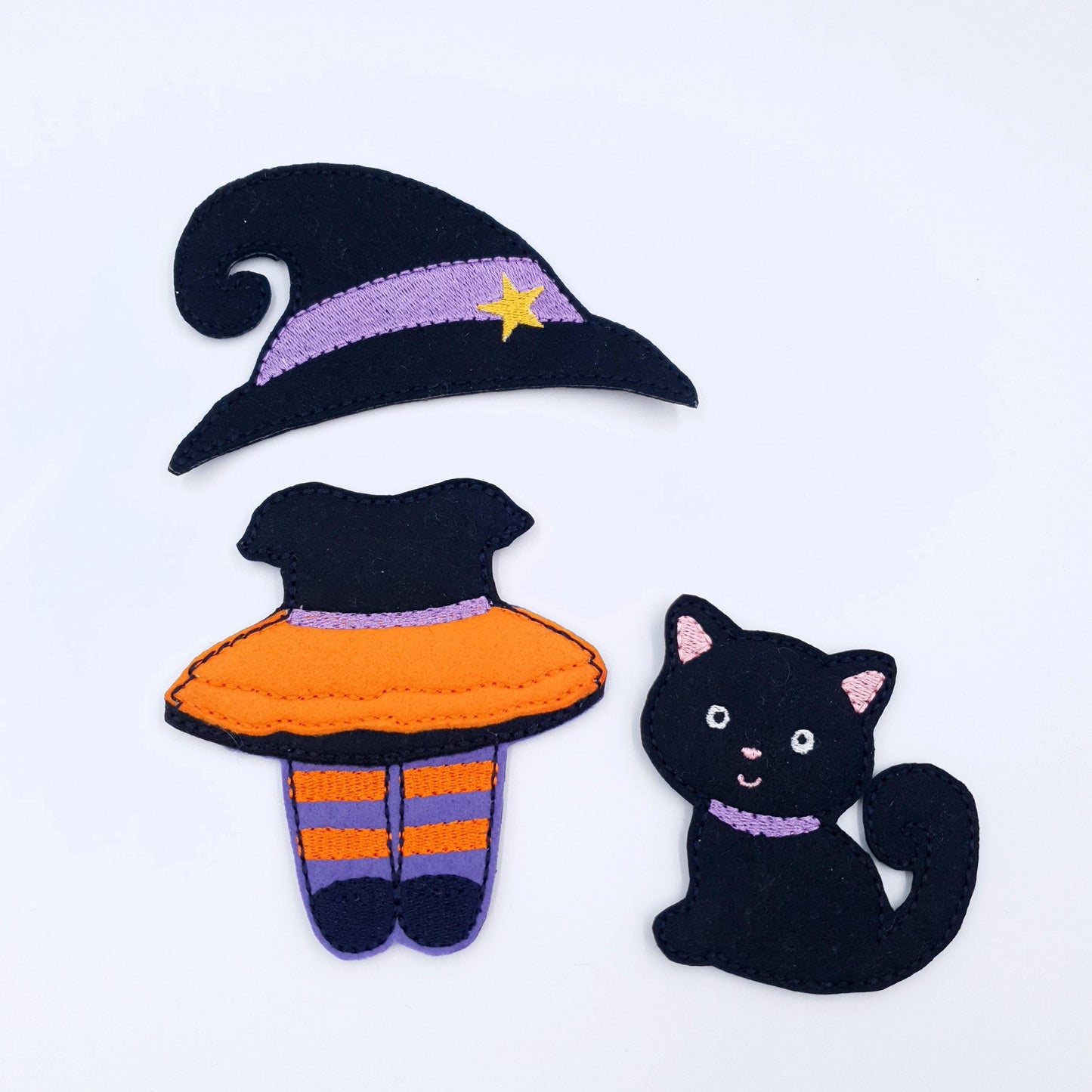 ITH Witch Doll Costume Embroidery Design  Halloween Felt Doll Outfit  5x7 Hoop Pattern