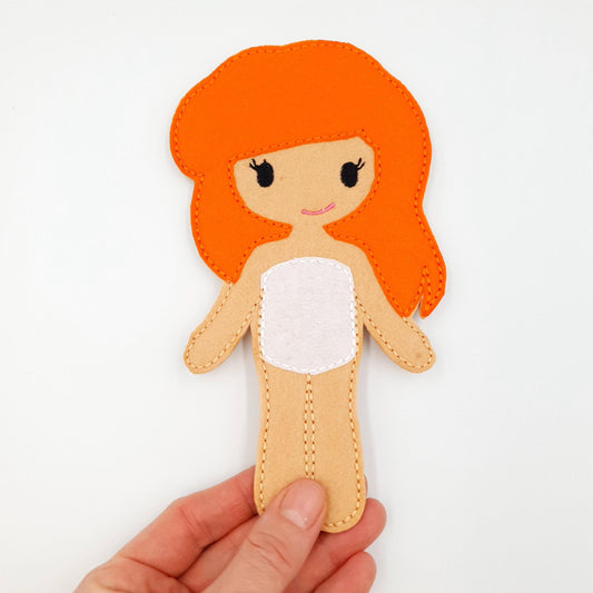 Ginger Hair Doll Embroidery - 5x7 Hoop Digital Pattern Toy