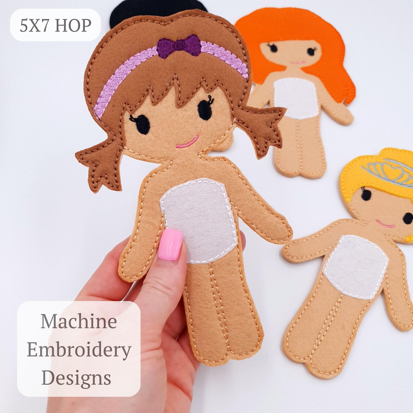 ITH Dress Up Dolls Embroidery Design Felt Paper Doll Starter Pack 5x7 Hoop