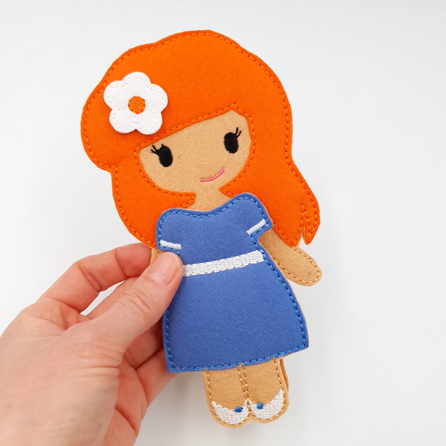 Doll & Blue Dress Embroidery Set - 5x7 Hoop Digital