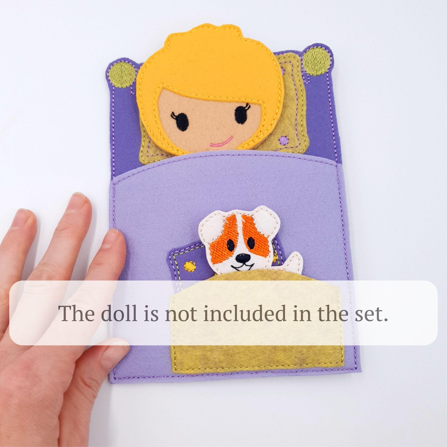 Feltie Doll Bed and Puppy Digital Embroidery File 5x7 Hoop Travel Toy