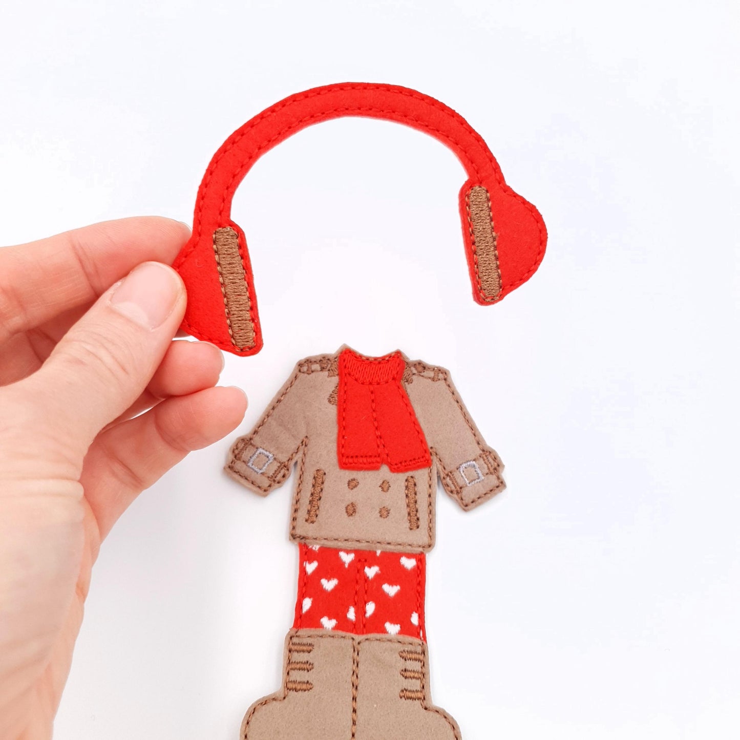 Cozy Winter Doll Outfit with Trench Coat and Hearts ITH Embroidery Design