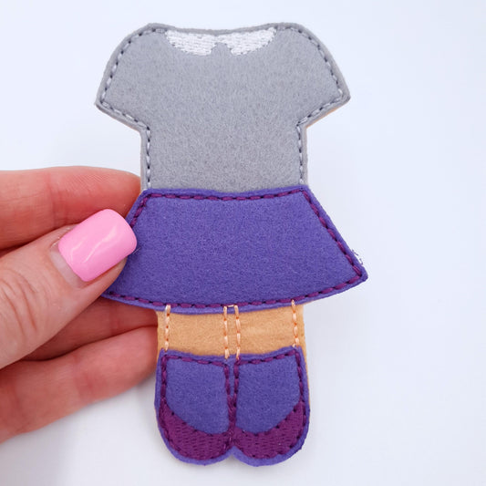 Felt Doll Outfit Machine Embroidery Design ITH Skirt and Top Set 5x7 Hoop