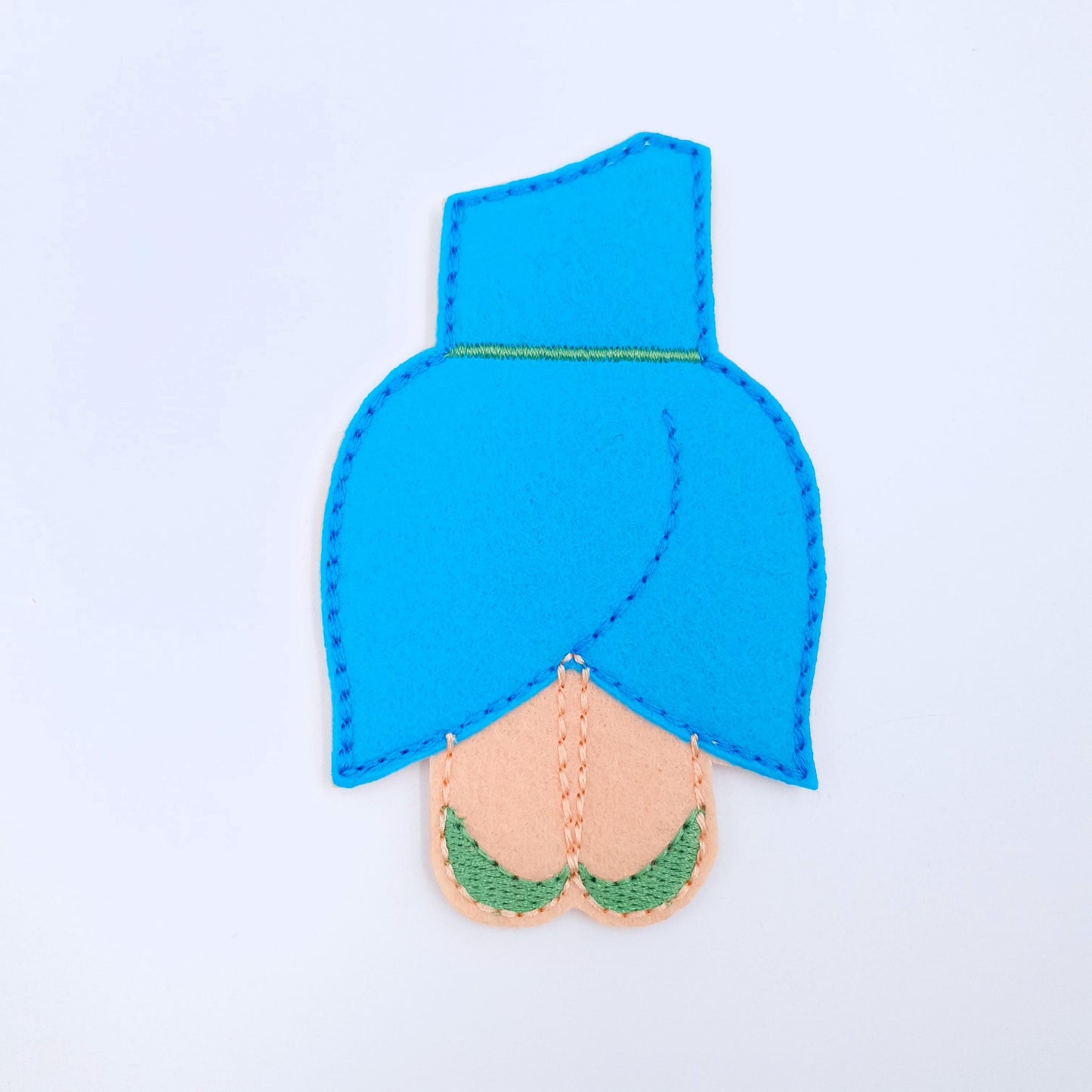 Felt Doll Dress Machine Embroidery Design ITH Blue Fairy Tale Outfit 5x7 Hoop
