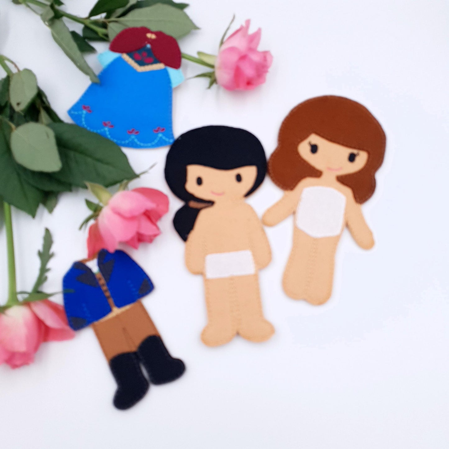 ITH Ice Princess & Prince Felt Doll Embroidery Design Set  5x7 Hoop Digital Download