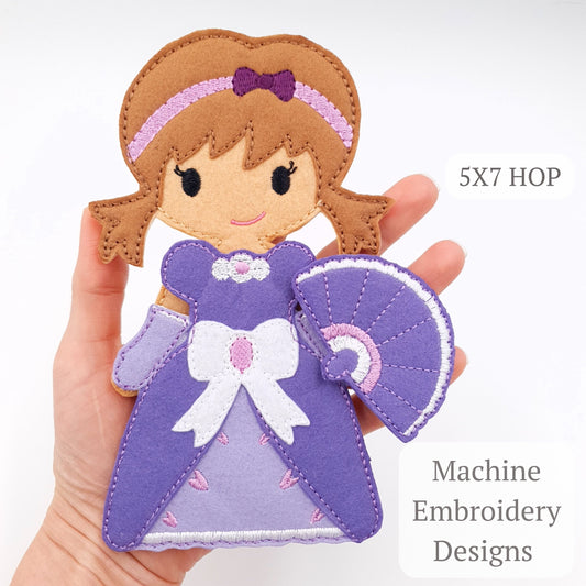 Regal Princess Doll and Fan Set ITH Machine Embroidery Design