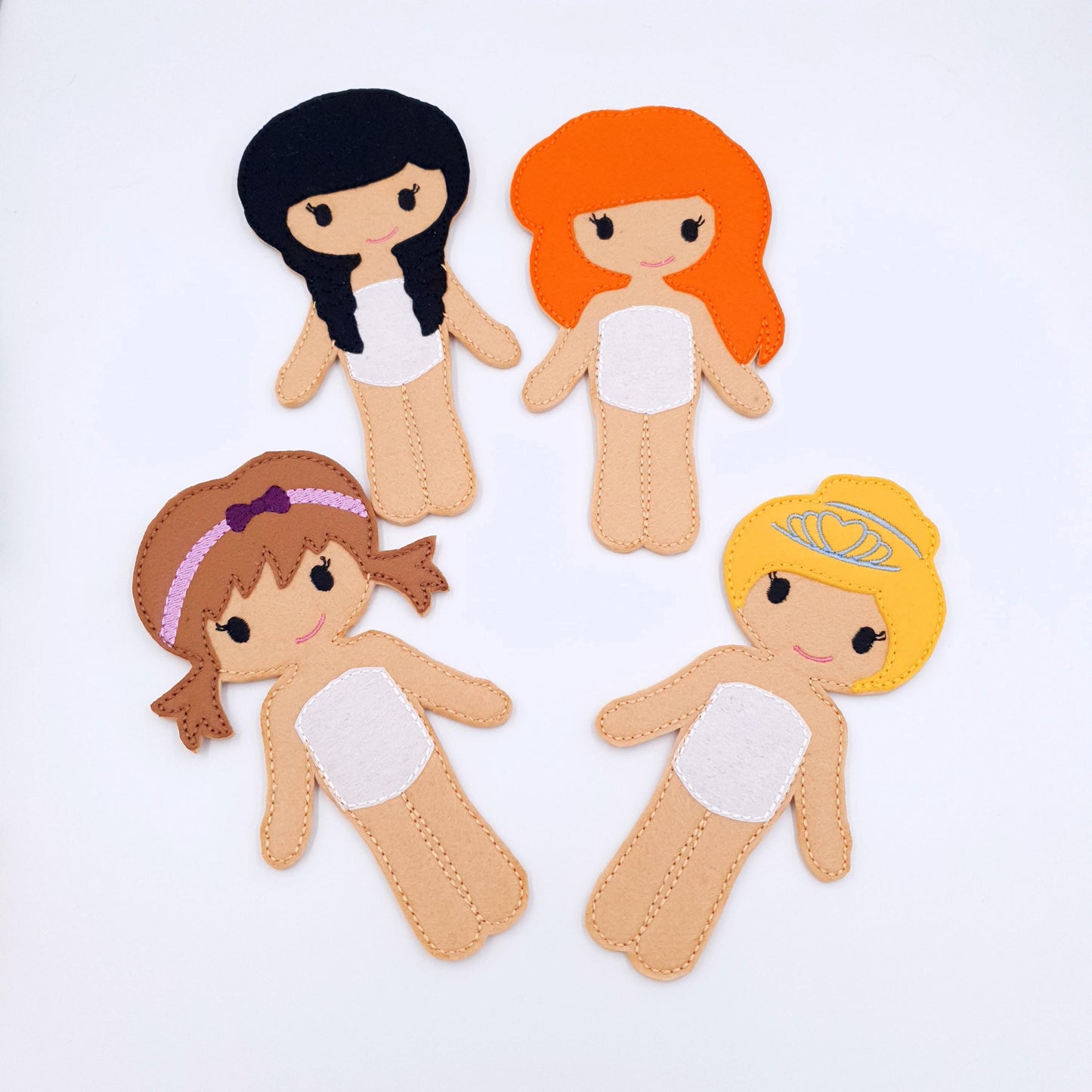 ITH Dress Up Dolls Embroidery Design Felt Paper Doll Starter Pack 5x7 Hoop