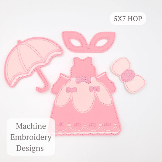 Pretty in Pink Princess and Masquerade Set ITH Embroidery Design