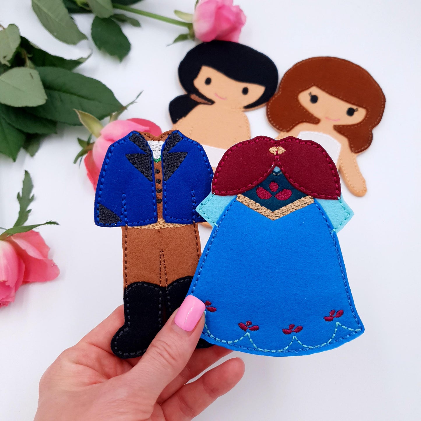 ITH Ice Princess & Prince Felt Doll Embroidery Design Set  5x7 Hoop Digital Download