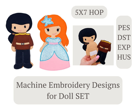 Mermaid Princess & Prince Doll Set ITH Embroidery Design 5x7 Digital Download