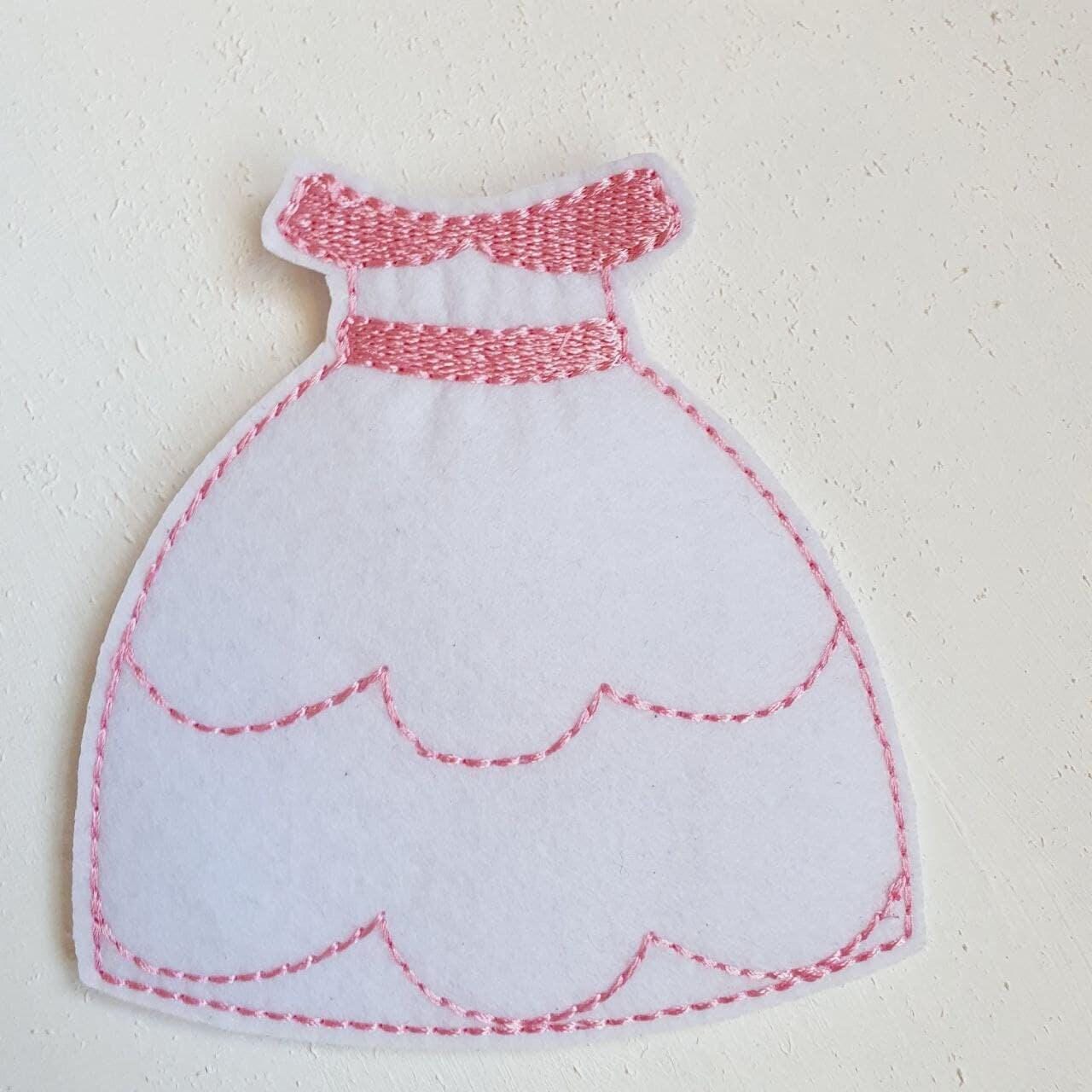 Felt Doll Wedding Gown Embroidery Design: ITH Quiet Book Page 5x7 Hoop (Digital Download)