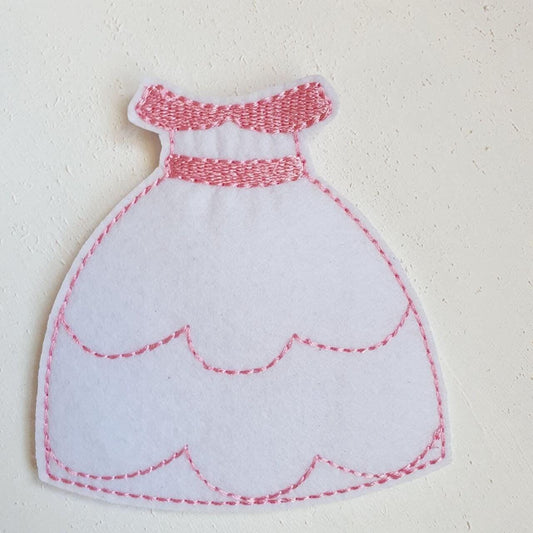 Felt Doll Wedding Gown Embroidery Design: ITH Quiet Book Page 5x7 Hoop (Digital Download)