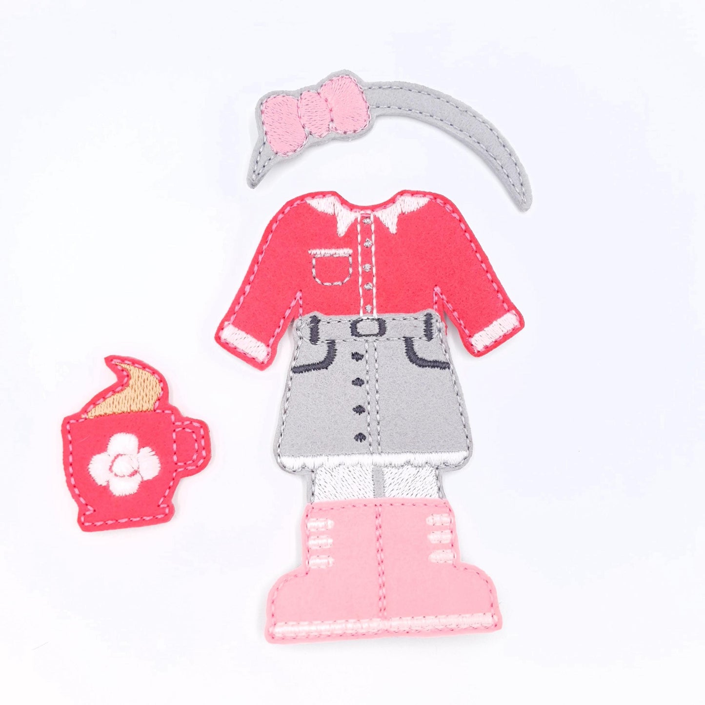 Doll Outfit ITH Embroidery Design Felt Shirt Skirt Mug 5x7 Hoop Digital Download