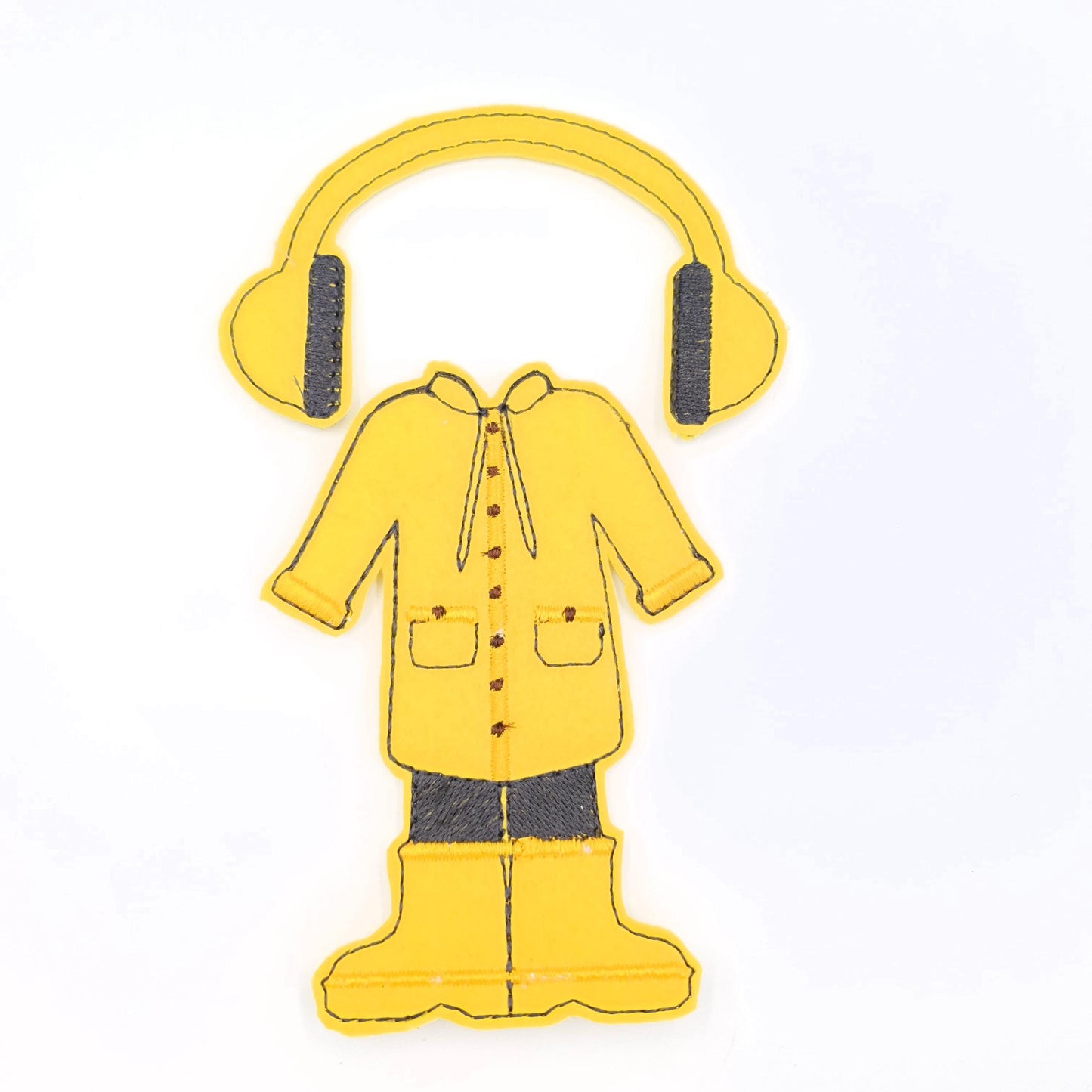 Bright Yellow Rain Gear Set and Earmuffs ITH Embroidery Design