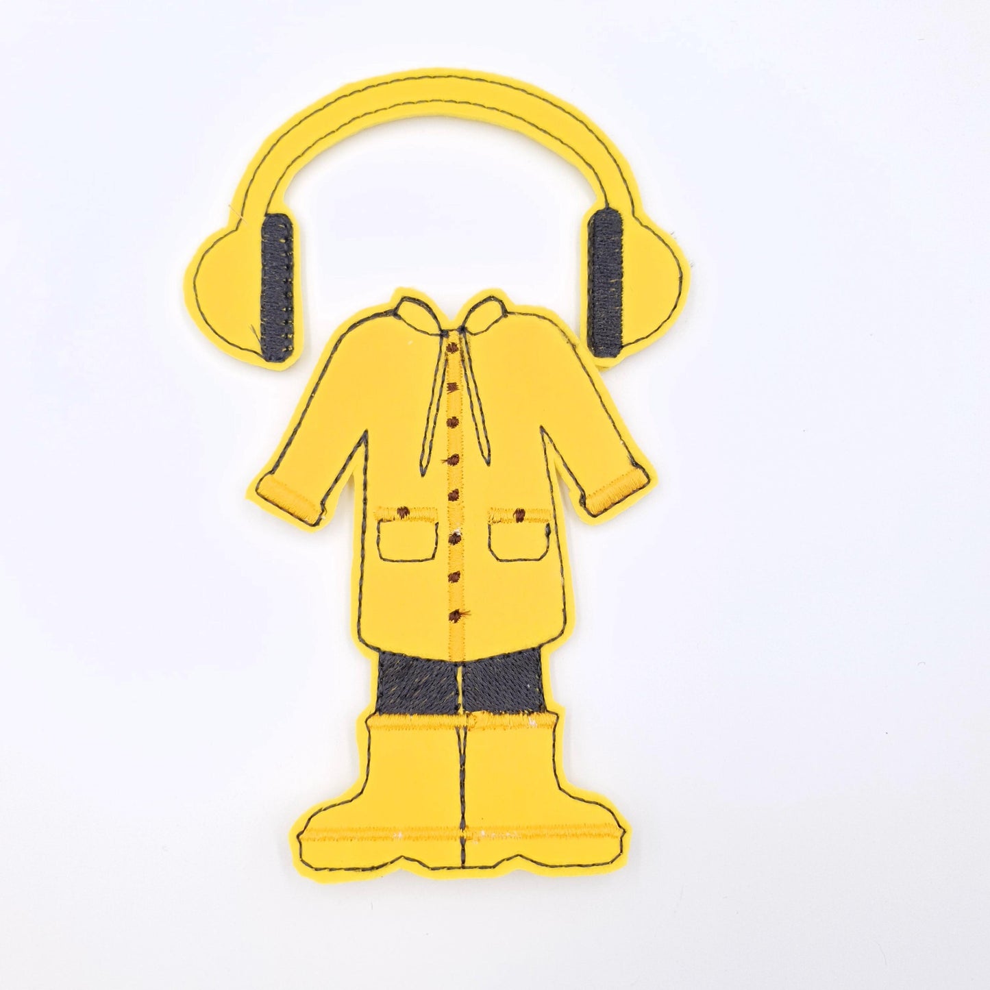 Bright Yellow Rain Gear Set and Earmuffs ITH Embroidery Design