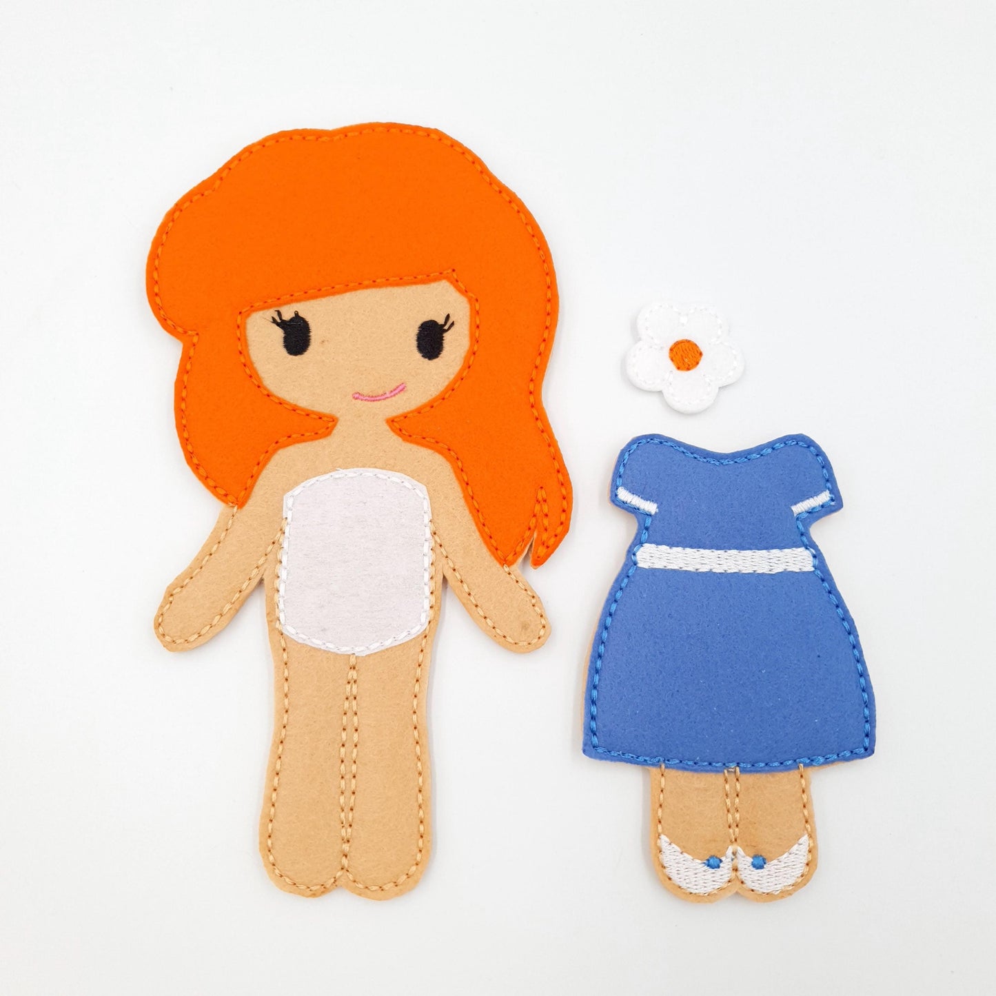 Doll & Blue Dress Embroidery Set - 5x7 Hoop Digital