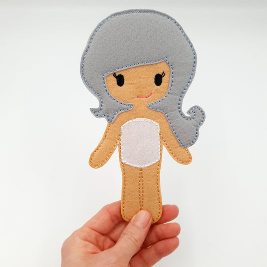 ITH Ice Queen Doll Machine Embroidery Design Winter Princess Toy 5x7 Hoop PDF Pattern