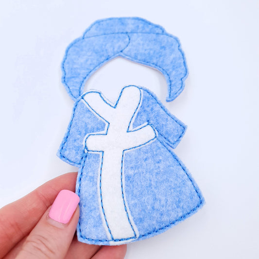 Doll Clothes Spa Robe Machine Embroidery Design ITH Pattern Felt Bathrobe 5x7 Hoop