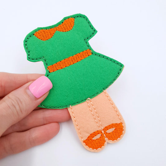 Retro Doll Dress ITH  Peter Pan Collar Outfit for Felt Dolls  Quiet Book Toy  Digital Embroidery File  Instant Download