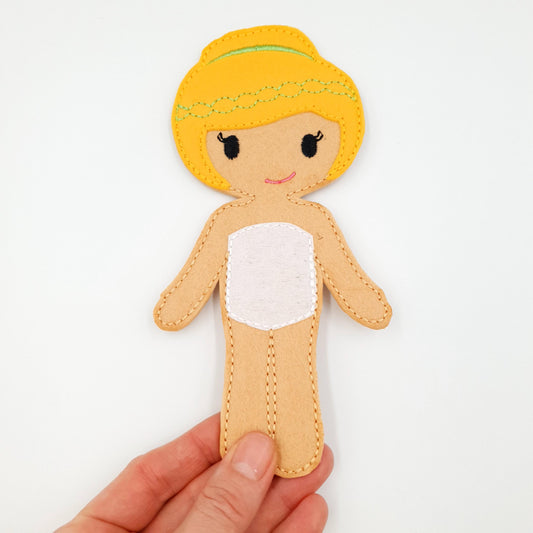 Wavy Hair Doll Embroidery - 5x7 Hoop Digital Pattern Toy