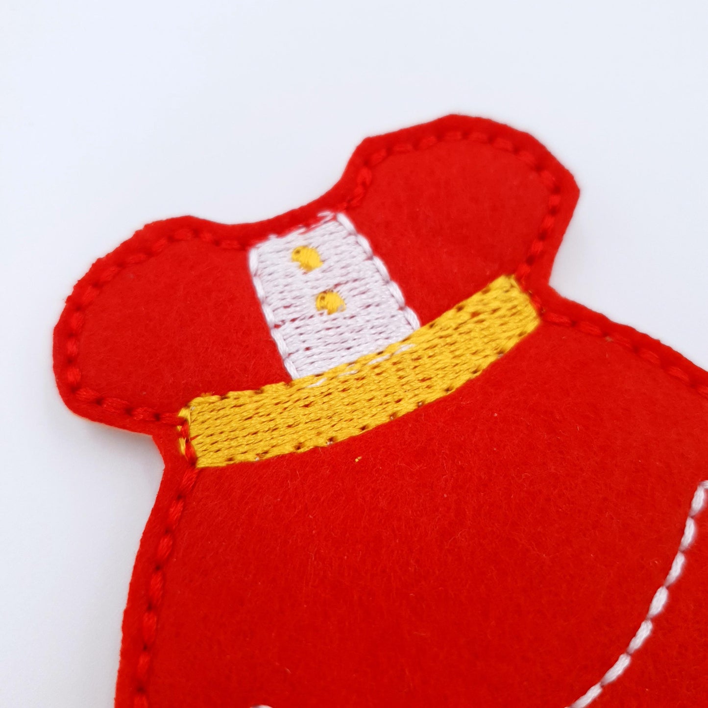 Felt Doll with Red Dress Machine Embroidery Design ITH Pattern 5x7 Hoop