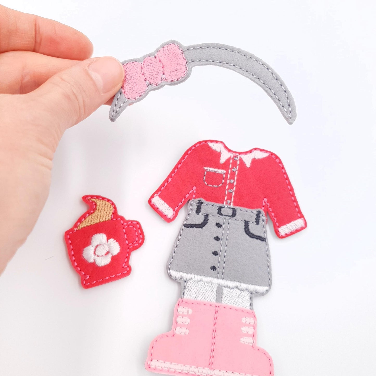 Doll Outfit ITH Embroidery Design Felt Shirt Skirt Mug 5x7 Hoop Digital Download