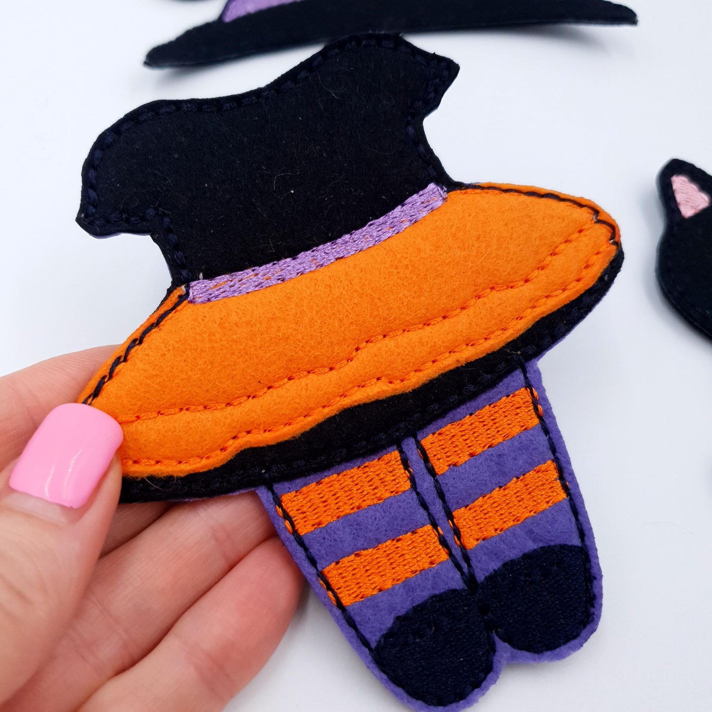 ITH Witch Doll Costume Embroidery Design  Halloween Felt Doll Outfit  5x7 Hoop Pattern