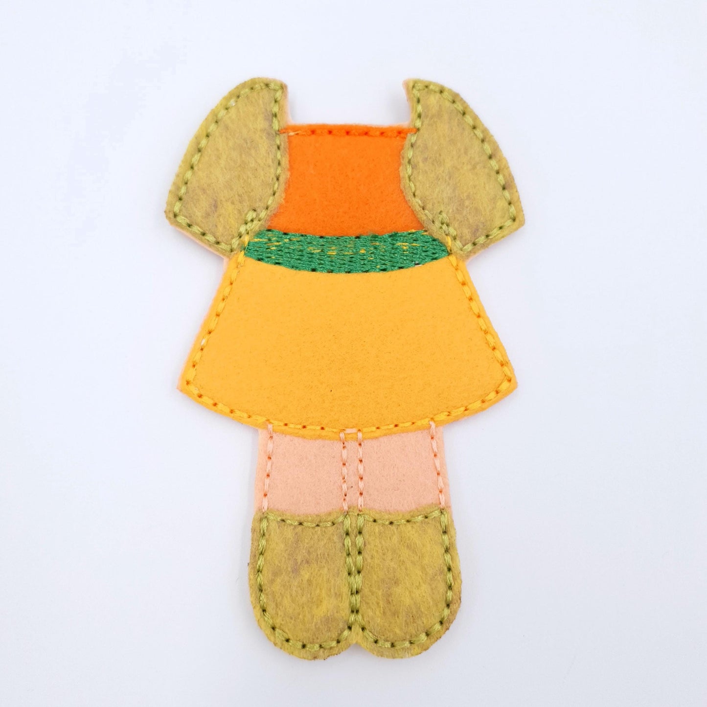 Playtime Doll Outfit Embroidery Pattern Yellow Dress for Felt Doll