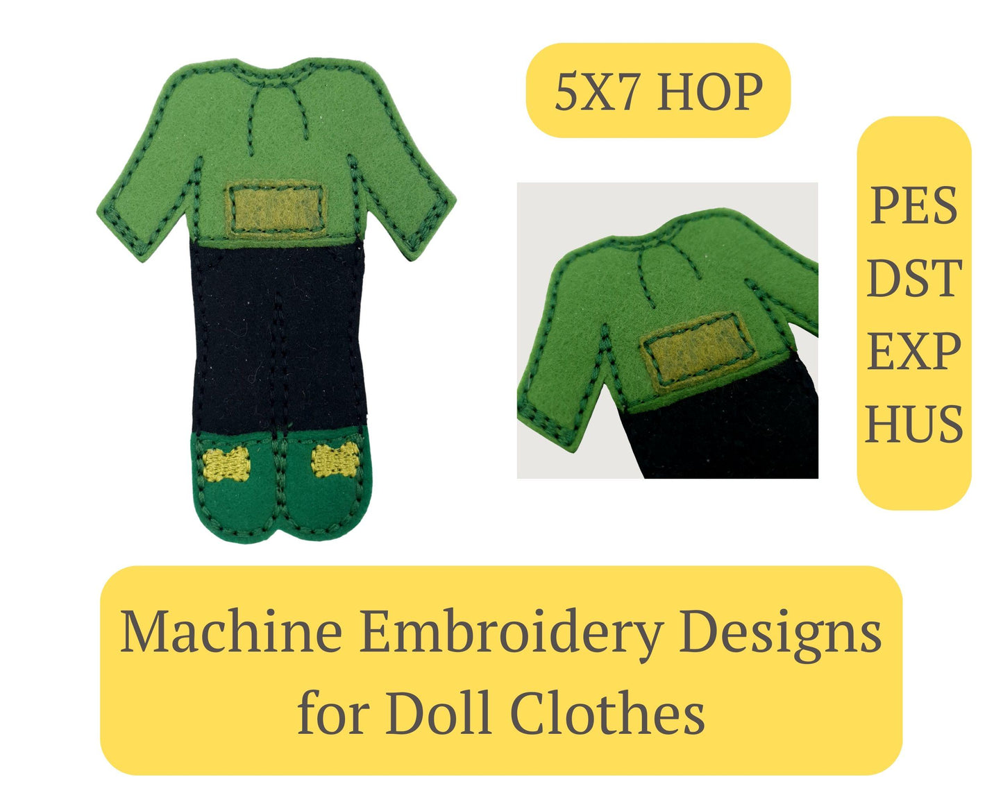 Boy Doll Adventurer Outfit Embroidery Design ITH Quiet Book Toy Digital Download